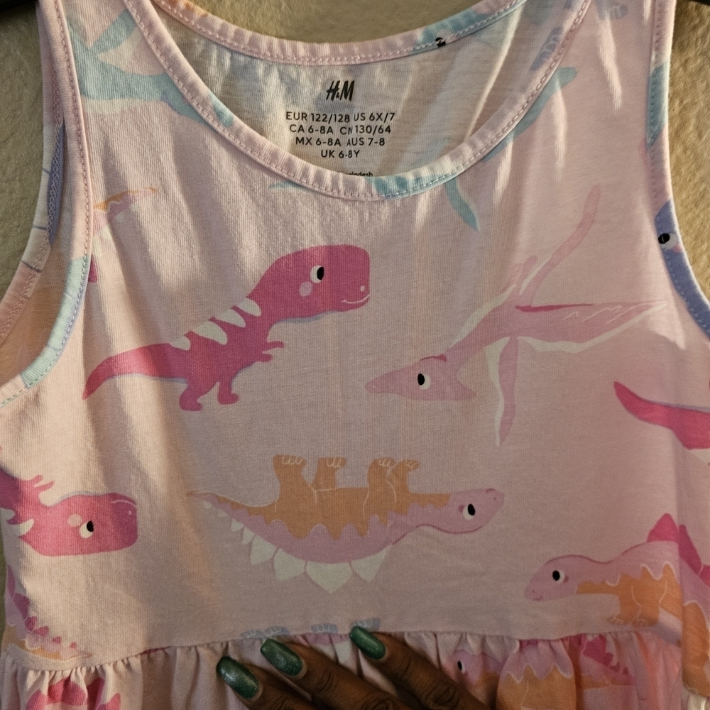 H&M Kids Dinosaur Print Dress - Pink and Blue - Picture 2 of 3